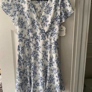 Altar'd State Cream and Blue Dress Size Medium